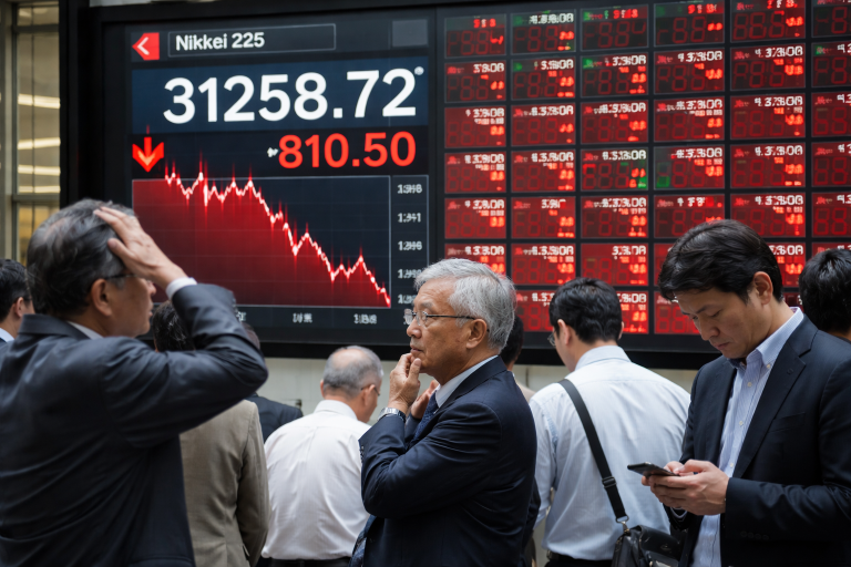 Nikkei 225 Index slips as Kioxia stock suffers a harsh reversal